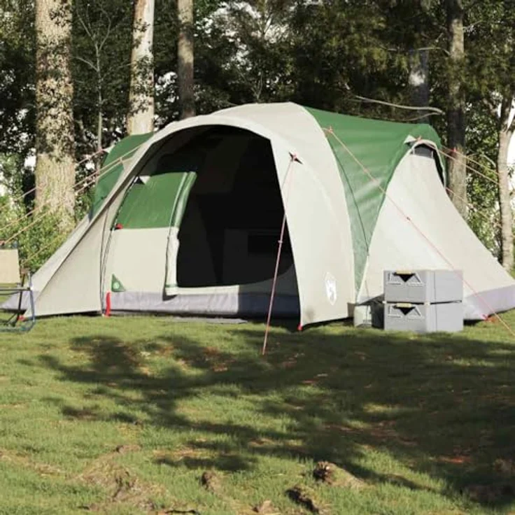 vidaXL Kuppel-Familienzelt 6 Personen, wasserdichtes Campingzelt in Grün mit abnehmbarem Überzelt und E-Anschluss – Bild 2