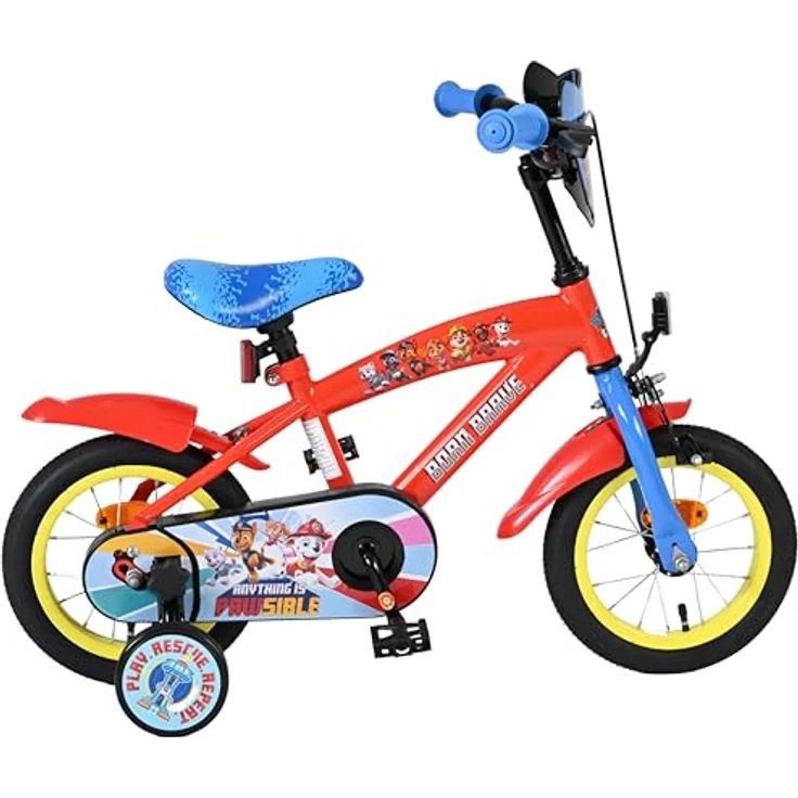 Volare Paw Patrol Kinderfahrrad, 12 Zoll in Rot und Blau, Handbremse, Rücktrittbremse, höhenverstellbar – Bild 2