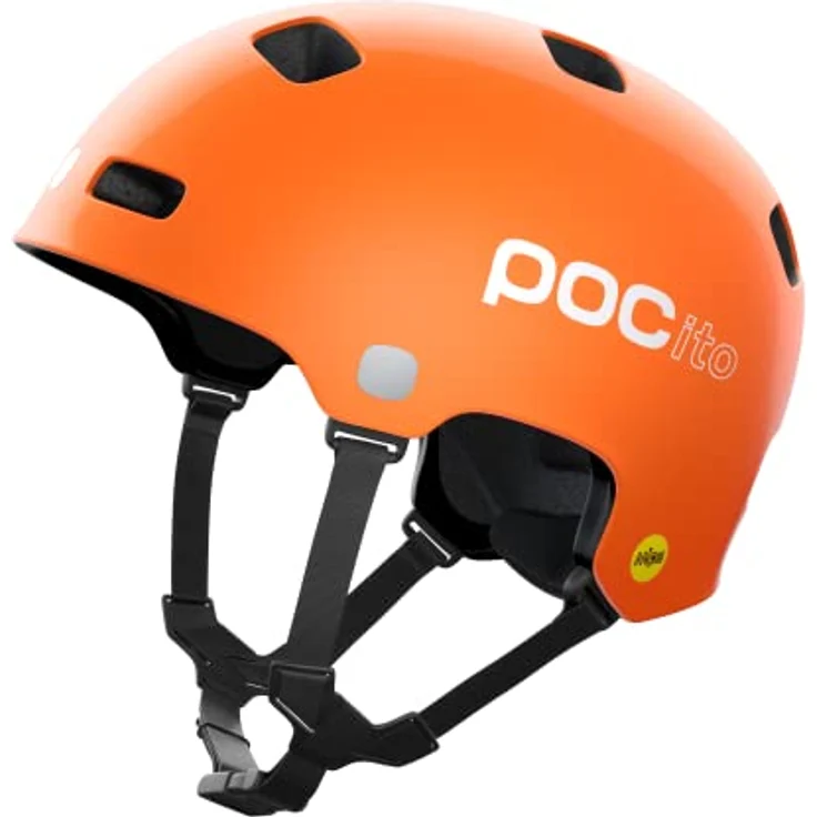 POC POCito Crane MIPS, Kinder Fahrradhelm in Fluorescent Orange mit doppelt verstärktem EPS-Einsatz und verstellbarer Passform – Bild 2