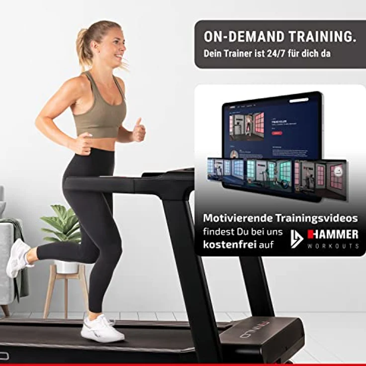 HAMMER Finnlo Laufband Alpinum TFT, 10.1 Zoll TFT-Display, Kinomap & Zwift kompatibel, XXL-Lauffläche, 6,5 PS, 22 km/h, schwarz – Bild 2