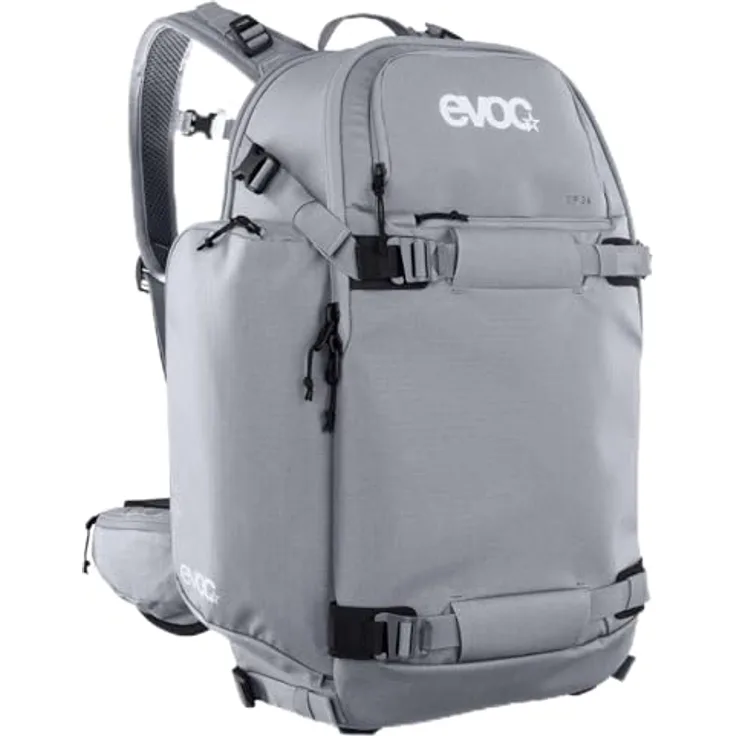 EVOC CP 26 Sportrucksack, ideale Fototasche (verstellbarer Hüftgurt, Kleinteilfächer, Lawinenausrüstung, atmungsaktives Material, Volumen: 26 l), Steingrau