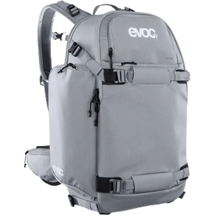 EVOC CP 26 Sportrucksack, ideale Fototasche (verstellbarer Hüftgurt, Kleinteilfächer, Lawinenausrüstung, atmungsaktives Material, Volumen: 26 l), Steingrau – Bild 1