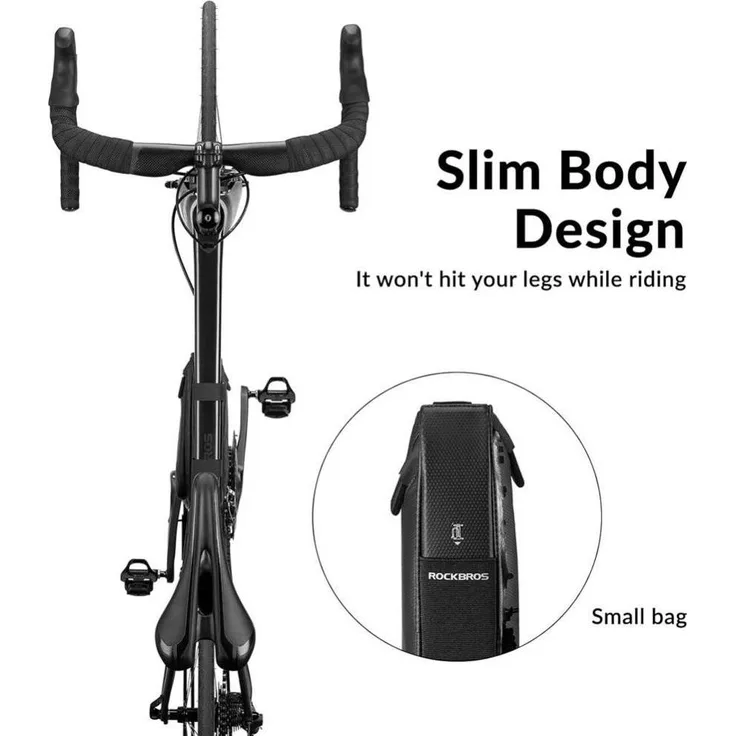 Rockbros B39-2, wasserdichte Rahmentasche mit 1,5 l Fassungsvermögen, schwarz, mit Seitentasche und reflektierenden Details