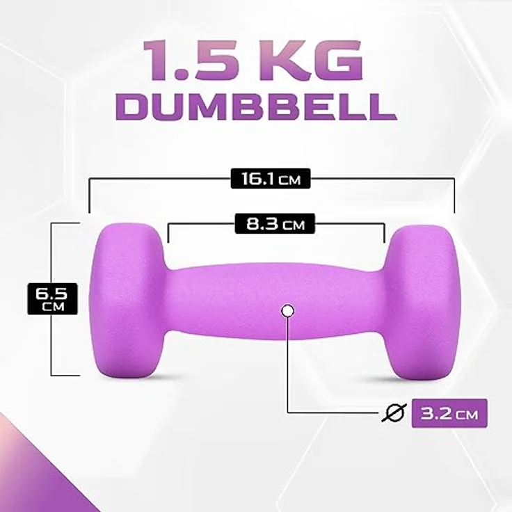 Yes4All N3JA Hex Neopren Hanteln Set Gewichte für Krafttraining Yoga Pilate - Kurzhanteln 2er set, Dumbbells Set für Frauen Männer, 1.5 kg hanteln 2 er set, lila – Bild 2