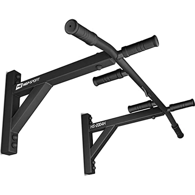Hop-Sport Multigriff Klimmzugstange für Wandmontage HS-2004K – Profi Fitness Pull Up Bar mit 6 rutschfesten Griffen und Halterung für Boxsack/TRX, pulverbeschichteter Stahl, schwarz – Bild 4