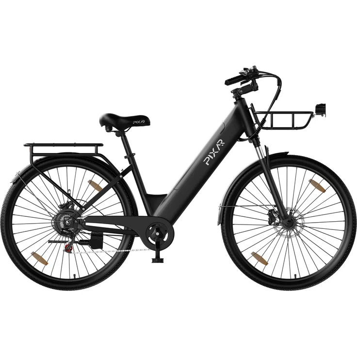 Pixar Bikes Pedelec 28 Zoll, 36V 18Ah E-Bike mit 150 km Reichweite, Shimano 7-Gang-Schaltung, hydr. Scheibenbremsen, schwarz