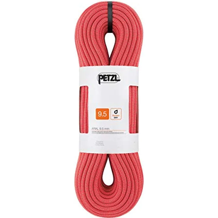 PETZL Arial, Einfachseil 9,5 mm mit Duratec-Dry-Imprägnierung für Sportklettern und Bergsteigen, rot, 60 m