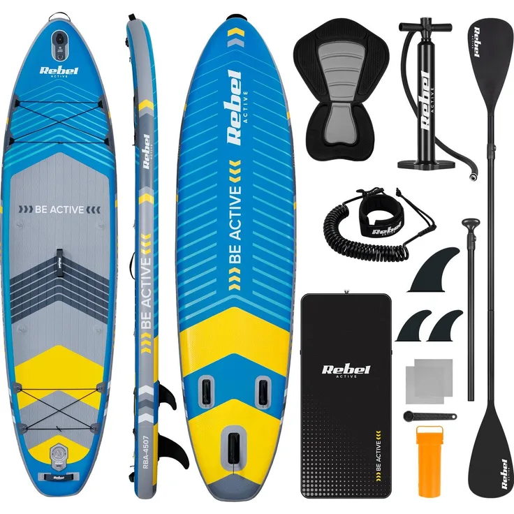 Rebel ACTIVE RBA-4507, Stand Up Paddle Board mit stabiler Plattform für Anfänger und erfahrene Paddler, blau