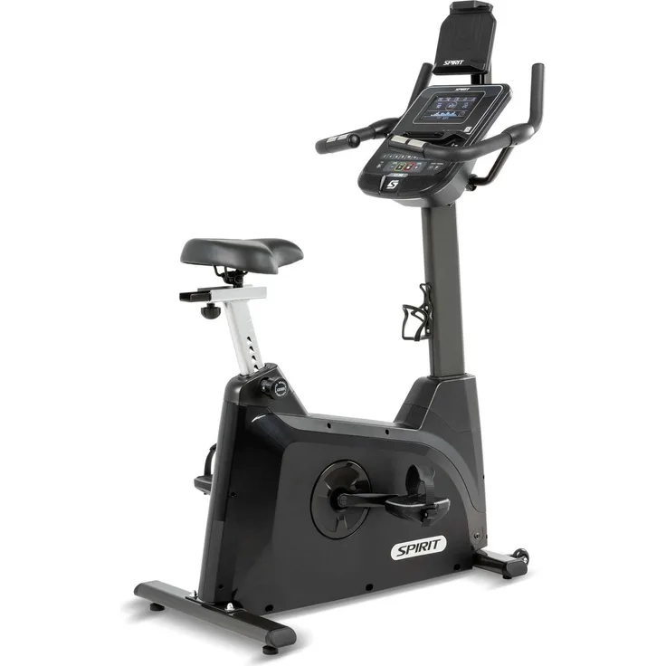 Spirit Fitness Ergometer XBU55 Black, Indoor-Upright-Bike mit 7,5" LCD-Display, 20 Widerstandsstufen und Bluetooth-Konnektivität