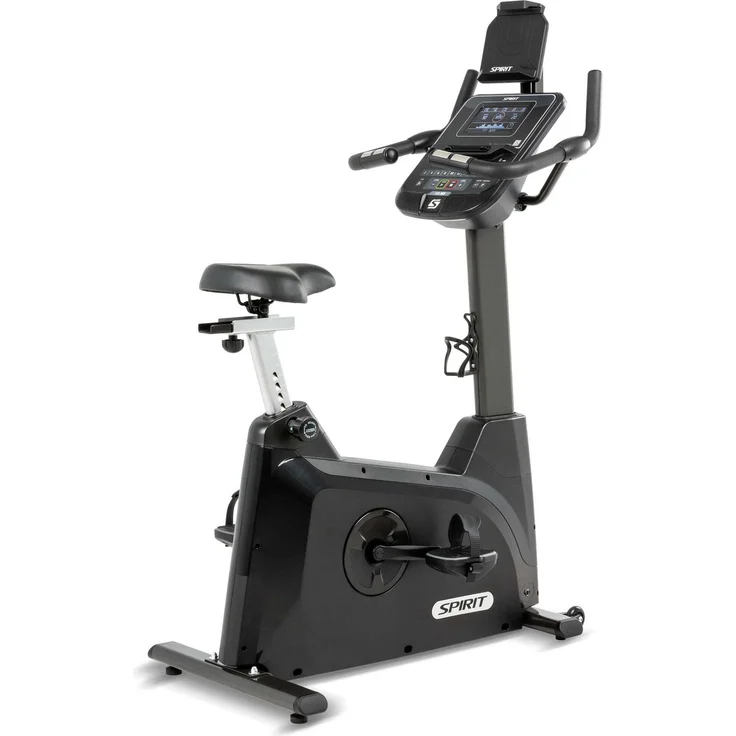 Spirit Fitness Ergometer XBU55 Black, Indoor-Upright-Bike mit 7,5" LCD-Display, 20 Widerstandsstufen und Bluetooth-Konnektivität