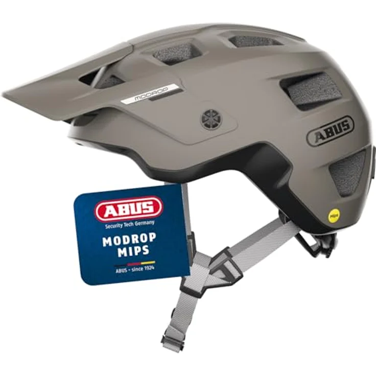 ABUS MTB-Helm MoDrop MIPS, robuster Fahrradhelm mit individuellem Passform und Aufprallschutz, Unisex, Grau, S – Bild 1