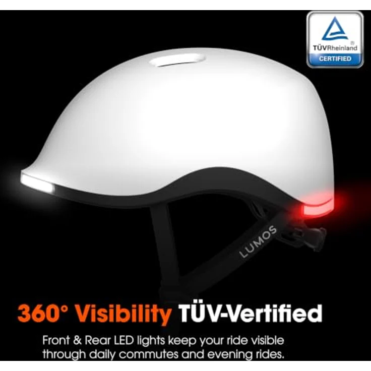 Lumen Labs Nyxel 2026M, Unisex Fahrradhelm mit vorderen und hinteren Blinkern, RGB-Farben, 55-59 cm, weiß – Bild 2
