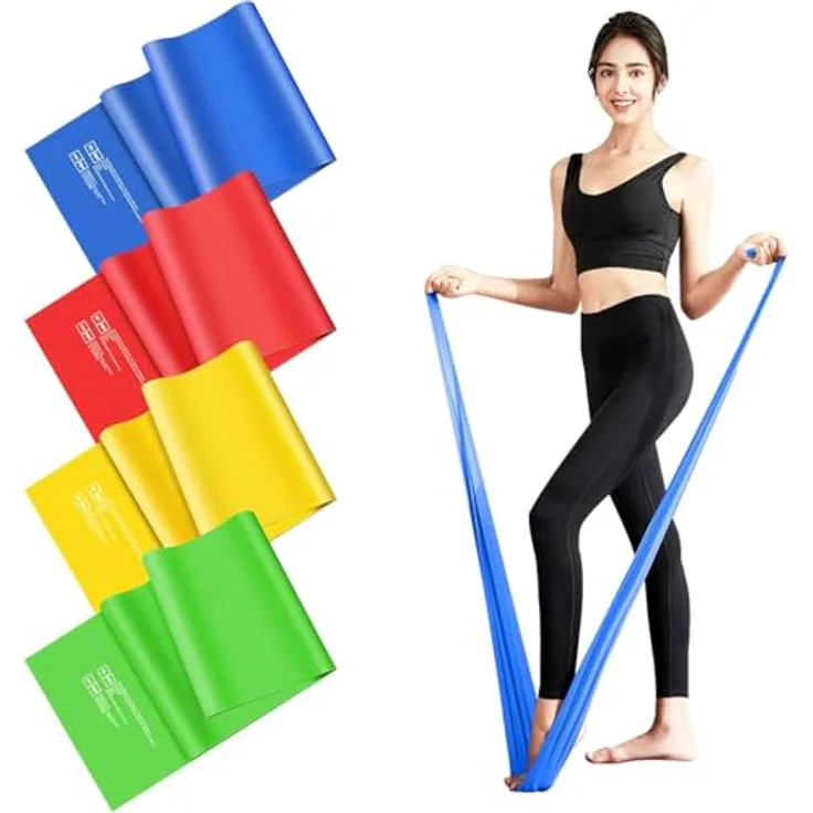 Fokky 4er-Set Fitnessbänder, 1.5M Lang in 4 Widerstandsstufen (Ultraleicht, Leicht, Mittel, Schwer), TPE Gymnastikband für Crossfit, Muskelaufbau, Yoga und Pilates für Männer und Frauen