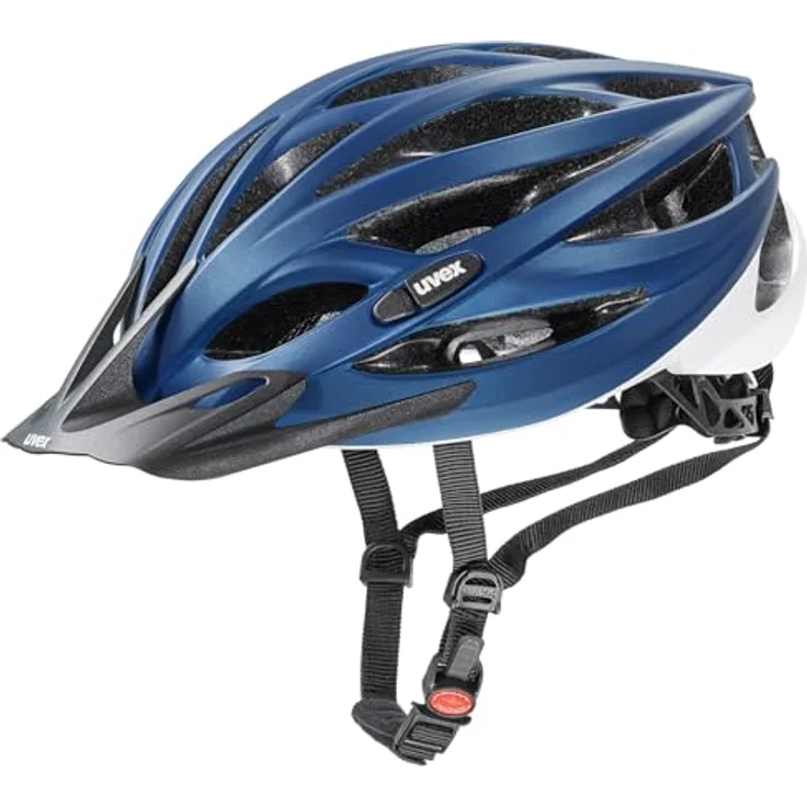Uvex Oversize Helm blau-weiß matt größe 61-65 cm - Fahrradhelm mit verstellbarem Kopfumfang und integrierter Sonnenblende – Bild 1