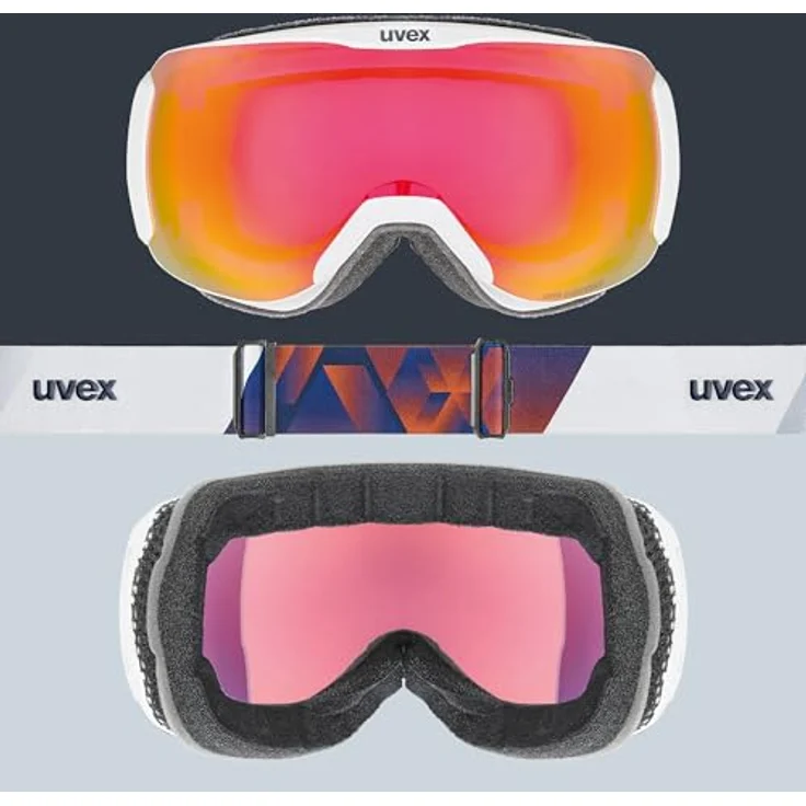 Uvex Downhill 2100 CV, kontrastverstärkende Skibrille mit schmalem Rahmen und extra weitem Sichtfeld, weiß/rot-lila, one size – Bild 4