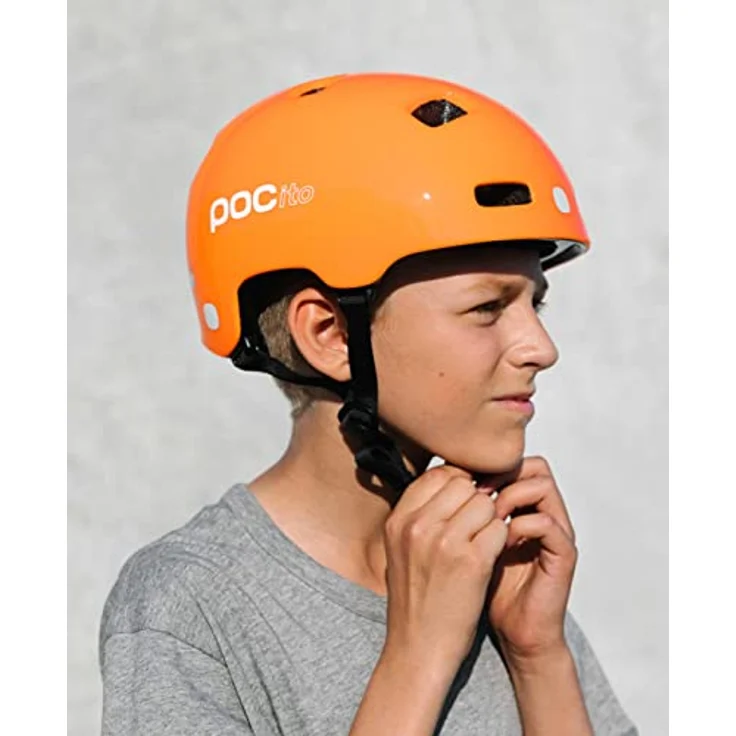 POC POCito Crane MIPS, Kinder Fahrradhelm in Fluorescent Orange mit doppelt verstärktem EPS-Einsatz und verstellbarer Passform – Bild 5