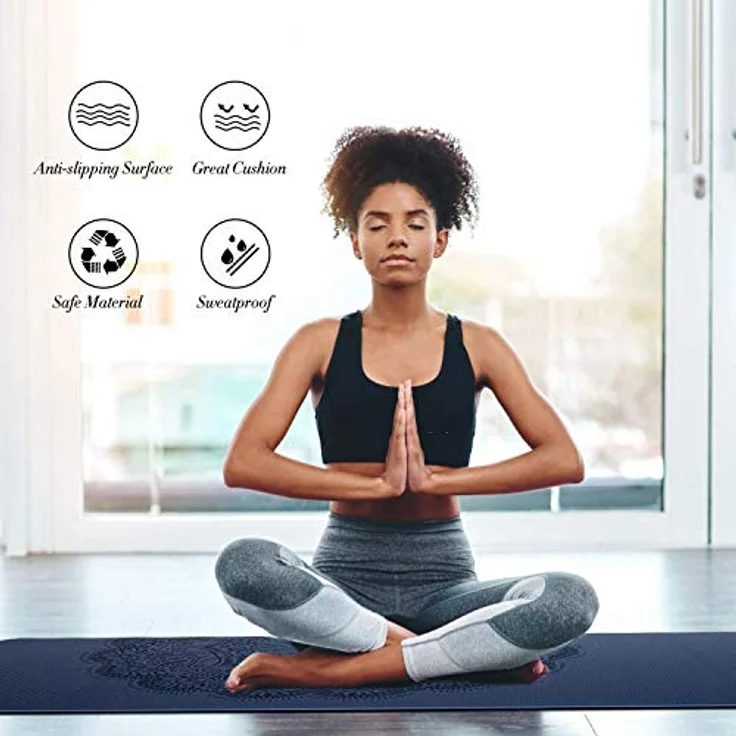 TOPLUS TPE Pilatesmatte, rutschfeste Gymnastikmatte mit strukturiertem Design für Yoga und Fitness, hellblau – Bild 5