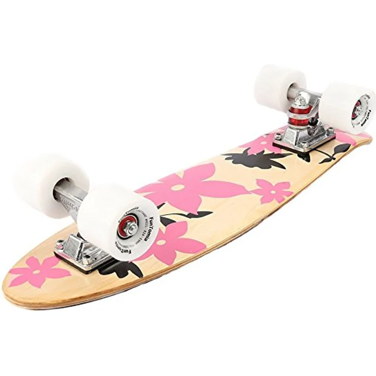 FunTomia Mini-Board Cruiser Skateboard 57cm aus 7-lagigem kanadischem Ahornholz mit ABEC-9 Kugellager, wahlweise mit oder ohne LED Rollen – Bild 2