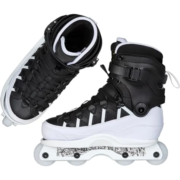 Iqon Montre Livingston Pro Skate, Inline Skates Größe 46, Schwarz-Weiß Design, glasfaserverstärkter Kunststoff, MYFIT Prime-Futter, 45°-Schnürhaken – Bild 5