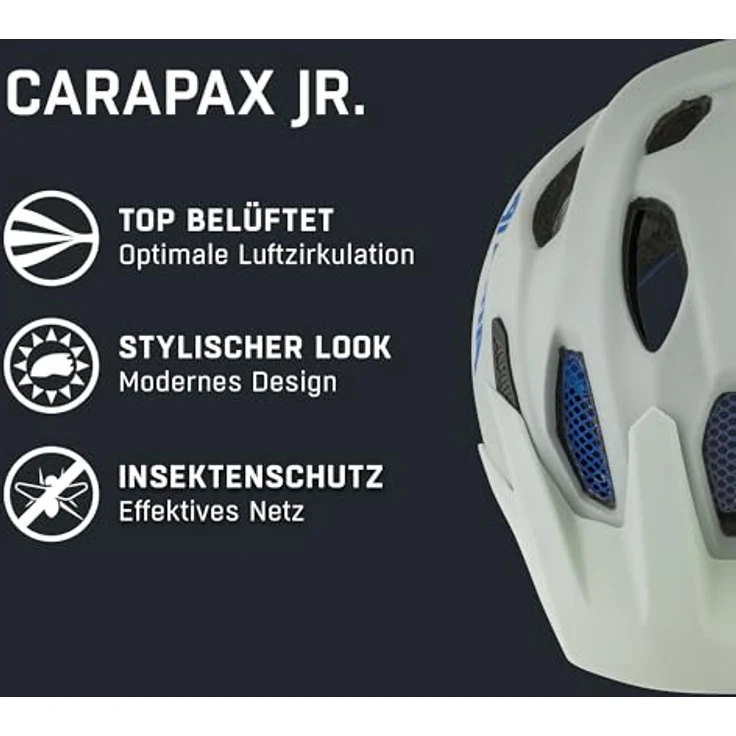 ALPINA Unisex Jugend Carapax JR. Fahrradhelm, Smoke-Grey Blue matt, 51-56 - Leichtgewichtig mit optimalen Schutzfeatures – Bild 3