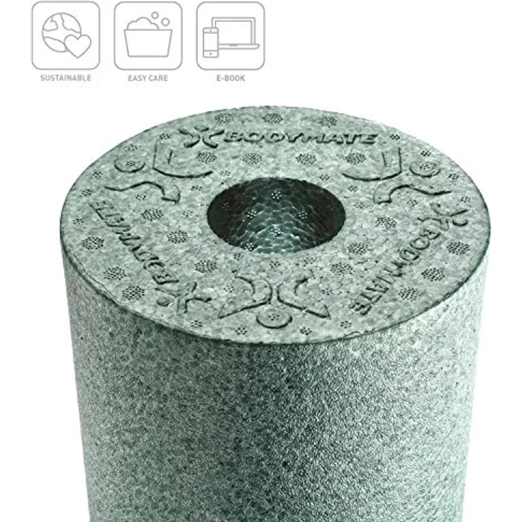 BODYMATE Faszienrolle Standard Mittel-Hart, Massage-Rolle zur Eigenmassage mit Gratis E-Book, Midnight-Green, 30x15cm – Bild 2
