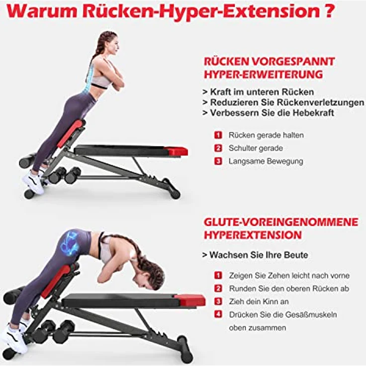 FF Finer Form Multifunktionale Hantelbank für Ganzkörpertraining - Hyper Rückenverlängerung, Römischer Stuhl, verstellbare Bauchmuskelbank, Schrägbank, Flachbank - Preisvergleich – Bild 2