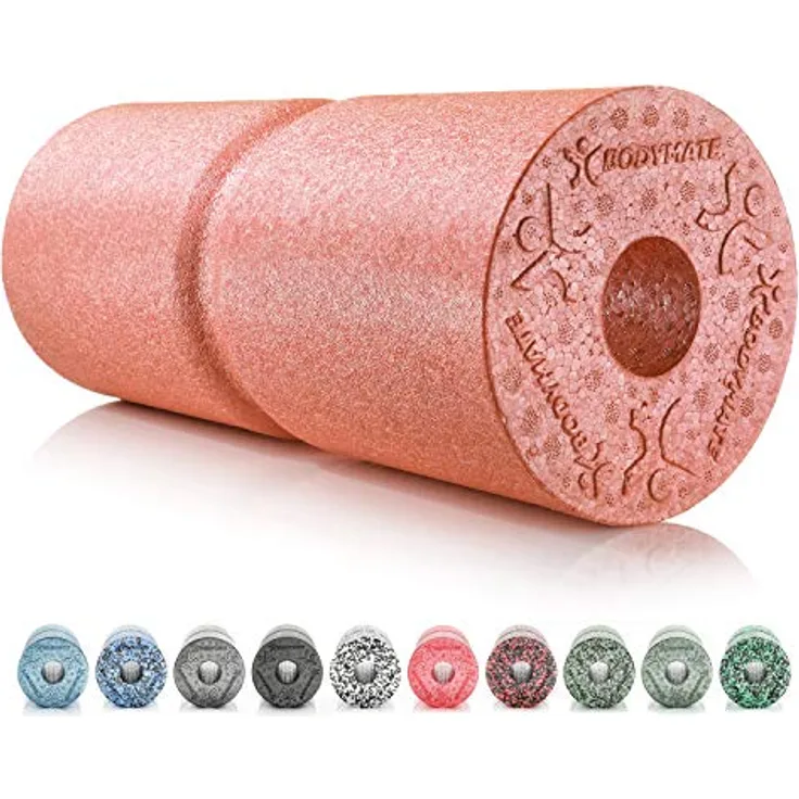 BODYMATE Faszienrolle CARE Mittel-Hart mit umlaufender Rille zur Wirbelsäulen-Entlastung, E-Book, Rose Gold, 35x14cm