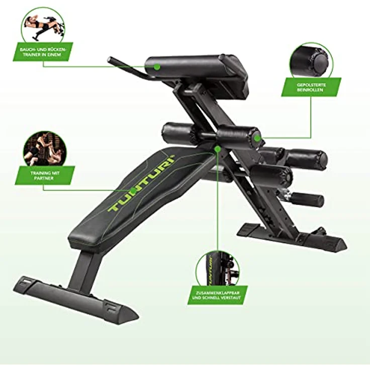 Tunturi CT80 Rückentrainer & Bauchtrainer/Bank/Core Trainer/Hyperextension - Klappbar, für zuhause – Bild 2