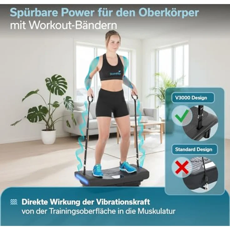 Skandika 4D Vibrationsplatte V3000 Plus, 1200 Watt Spitzenleistung, 3D Faszientraining, Bluetooth-Lautsprecher, rutschfeste Trainingsfläche – Bild 6