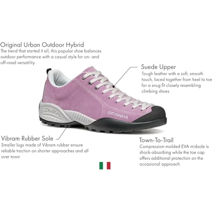 Scarpa Mojito orchid rose, Wanderschuh aus Nubukleder in Größe 41, Schnürer mit Gummi-Laufsohle – Bild 2