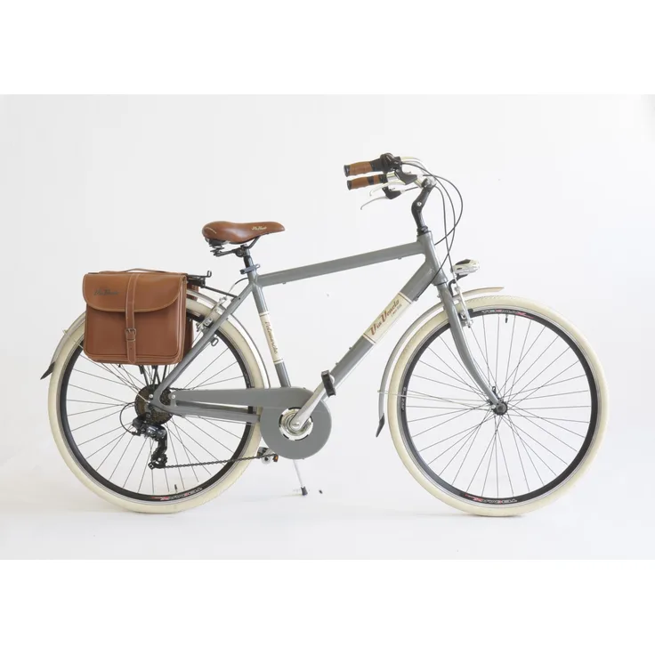 Via Veneto Cityfahrrad 28 Zoll 605 Aluminium Man Grau, Vollausstattung, Retro Design