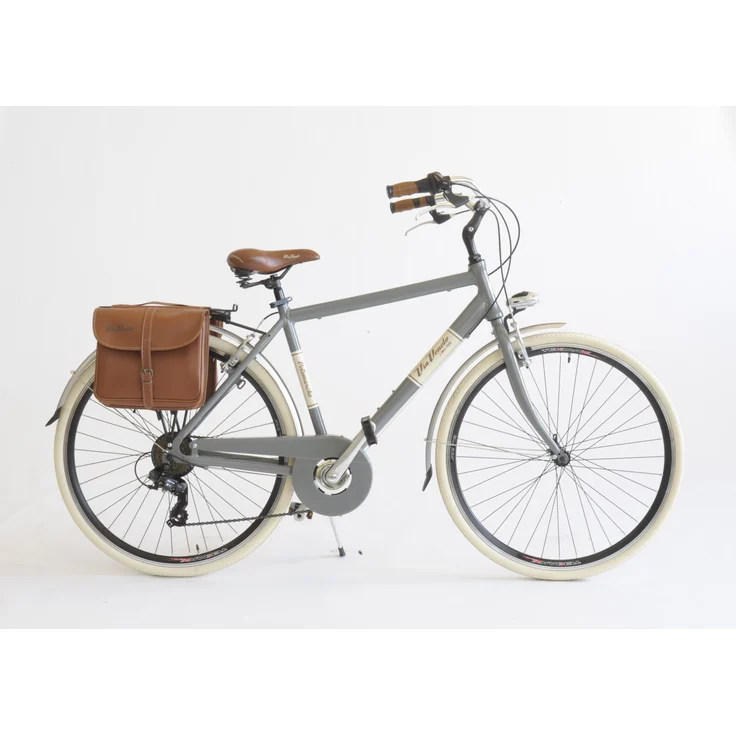 Via Veneto Cityfahrrad 28 Zoll 605 Aluminium Man Grau, Vollausstattung, Retro Design