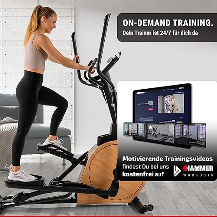HAMMER Ellipsentrainer CrossPace 7.0 NorsK, 3-fache Steigung, 16 Programme, 20 kg Schwungmasse, Kinomap & Zwift - Preisvergleich – Bild 2