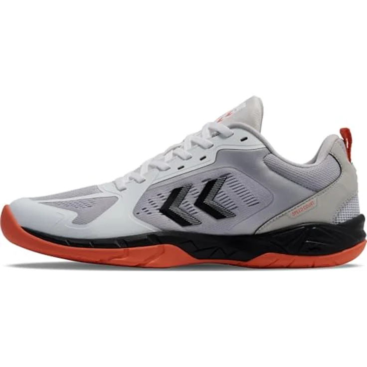 Hummel Speed Court, Hallenschuhe aus technischem Mesh mit REACH LX Technologie, weiß/grau/schwarz/rot, Schuhgröße 46.5 EU – Bild 1
