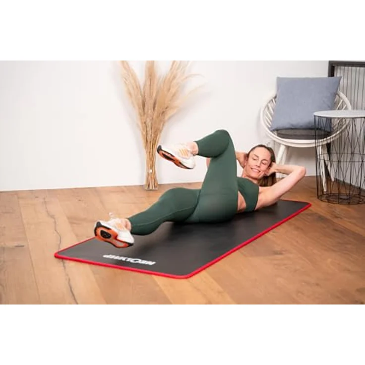 NEOLYMP Fitnessmatte 183x61 cm, extra dick und rutschfest, gelenkschonend, schalldämpfend mit Tragegurt, rote Stoffkanten – Bild 9