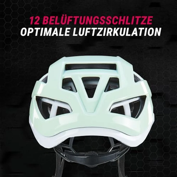 Prophete E-Bike Smart Fahrradhelm, mit Rotationsschutz, Inmold Technologie, grün/weiß, verstellbar für Kopfumfang 55–59 cm – Bild 5