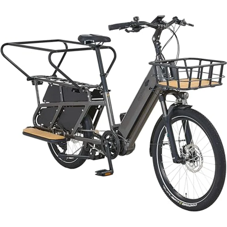 Prophete URBANICER 4.0 Urban Longtail-E-Bike 24", AEG 250W Mittelmotor, 170 km Reichweite, 9-Gang, hydraulische Scheibenbremsen, LED-Beleuchtung, integrierter Li-Ion Akku, grau – Bild 2