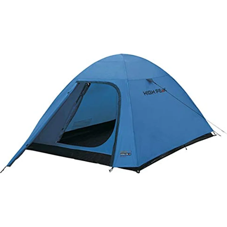 High Peak Kiruna 2 Zelt, blau/Grau, nahtversiegelt, schneller Aufbau, Moskitonetz-Eingang, Lampenhalterung, extra breiter Apsiden-Eingang, Innentasche, kleines Packmaß – Bild 1