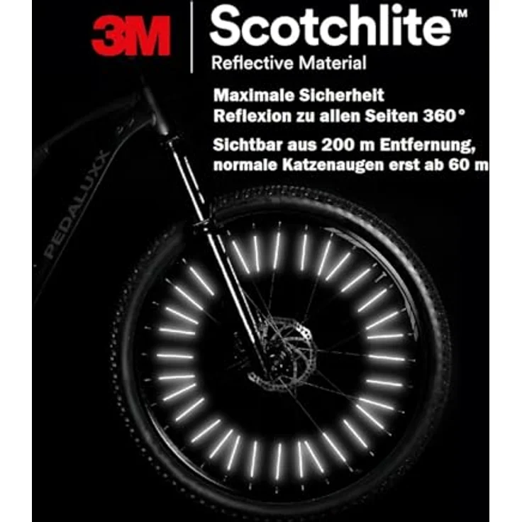 PEDALUXX Speichenreflektoren mit ORIGINAL 3M™-Reflexmaterial, super hell, StVZO zugelassen, einfache Montage, 72 Stück – Bild 3