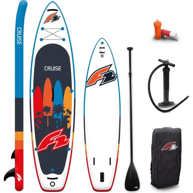 F2 Stand up Paddle Board CRUISE - HFT SUP 11,6, Navy, mit Heat Fusing Technology, zwei Softfins und Paddel-Set