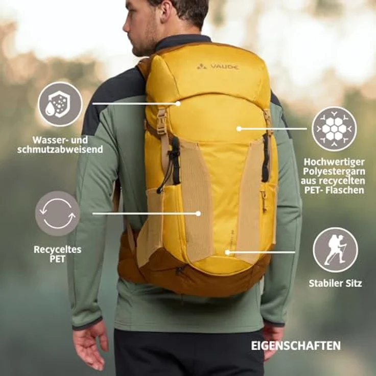 VAUDE Brenta 30, Wanderrucksack 30L mit ergonomischem Tragesystem, atmungsaktiver Rückwand und Trinksystem-Fach – ideal für längere Wanderungen – Bild 3