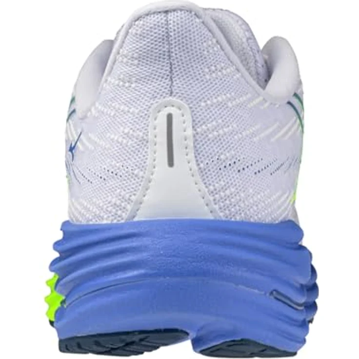 Mizuno Wave Rider 29, Damen Laufschuhe mit Mizuno Enerzy NXT und Wave-Technologie, Blau-Weiß-Gelb, Größe 38.5 – Bild 5