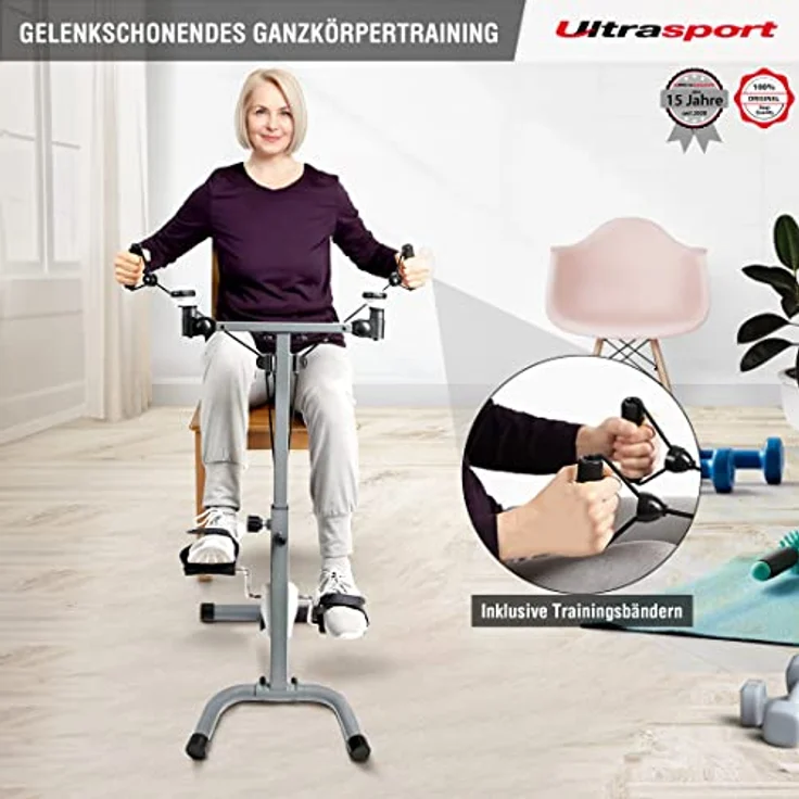 Ultrasport 3-in-1 Trainer für Arme, Oberkörper und Beine, inklusive Trainingsbändern, einfache Nutzung auch vom Stuhl/Sofa aus, gelenkschonendes Ganzkörpertraining, klappbar – Bild 2