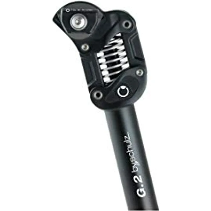 by.Schulz G.2 Federsattelstütze, Parallelogramm gefederte Sattelstütze, Schwarz, bis 150 kg Fahrergewicht, One Size