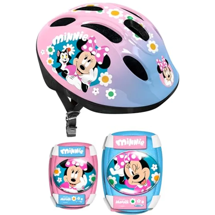 Stamp Helm mit einstellbaren Tailleneinstellungen + Ellbogen- und Knieschützer, Minnie It's ME, für Kinder, 50-56 cm