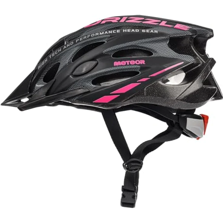 Meteor Drizzle Fahrradhelm, vielseitiger MTB Helm für Herren, Damen und Kinder, M 55-58 cm, rosa/schwarz – Bild 3