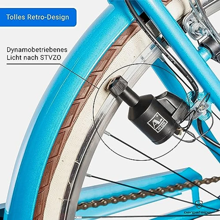 Bergsteiger Marseille 26 Zoll Damenfahrrad, ab 150 cm, Korb aus Rattan, Retro-Design, 6 Gang Tourney Schaltung, Damen-Citybike, Kettenschaltung – Bild 4