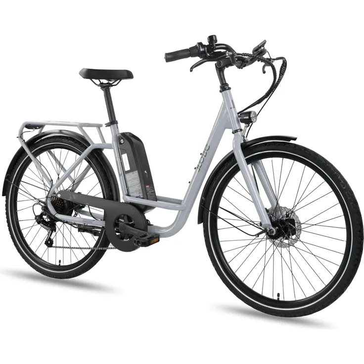 LLobe City E-Bike TOWN COMPACT, 26 Zoll, 36V/10,4Ah, grau, Bafang-Hinterradmotor, 7-Gang Shimano Schaltung, Reichweite bis 80 km