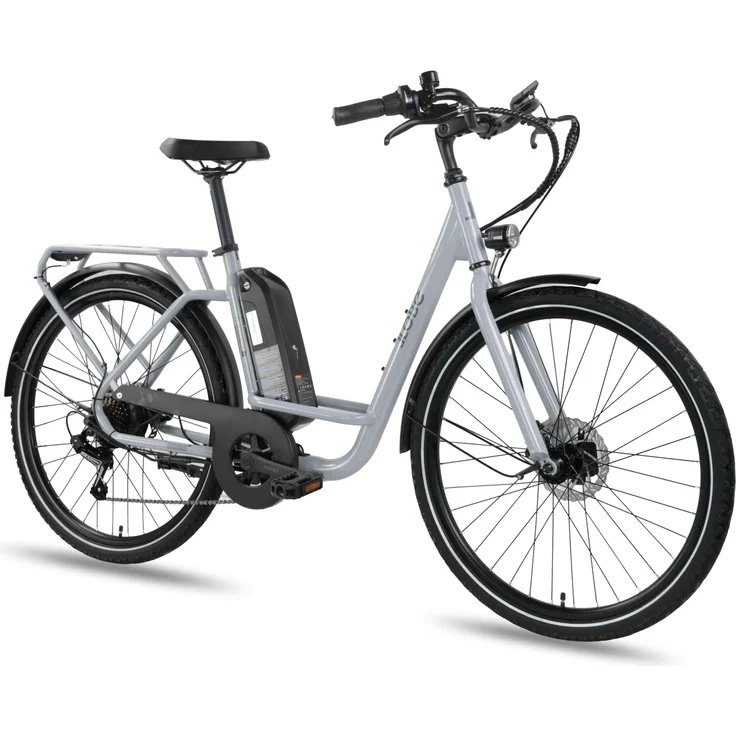 LLobe City E-Bike TOWN COMPACT, 26 Zoll, 36V/10,4Ah, grau, Bafang-Hinterradmotor, 7-Gang Shimano Schaltung, Reichweite bis 80 km