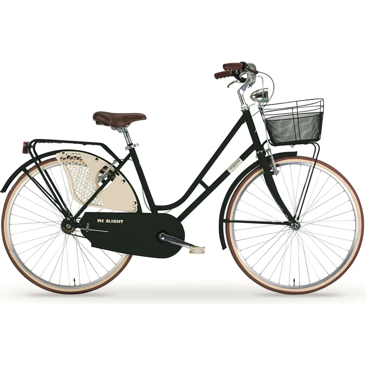 MBM Retrofahrrad Old Style Moonlight, 26 Zoll Cityrad mit Stahlrahmen, V-Bremsen und Gepäckträger
